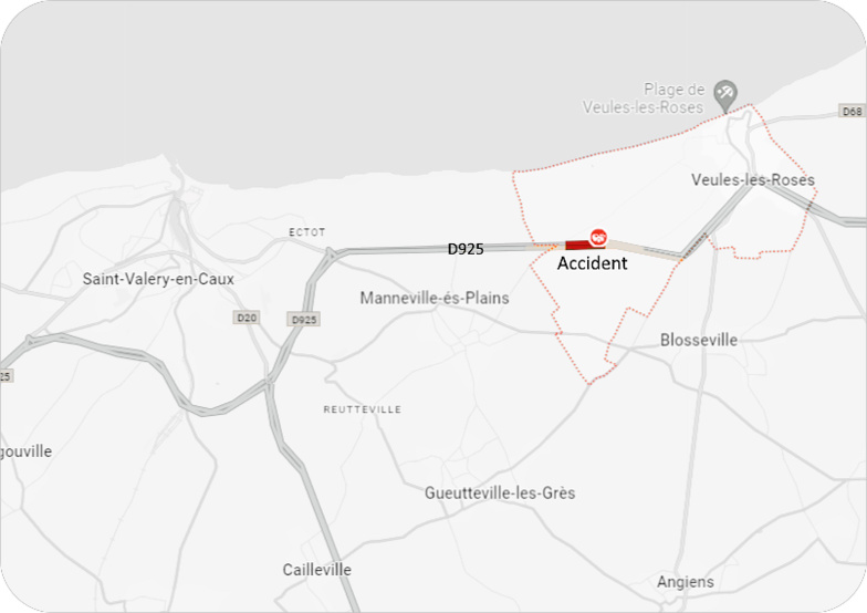 Le drame s'est produit sur la D925, entre Veules-les-Roses et Saint-Valéry-en-Caux, dans des circonstances encore inconnues