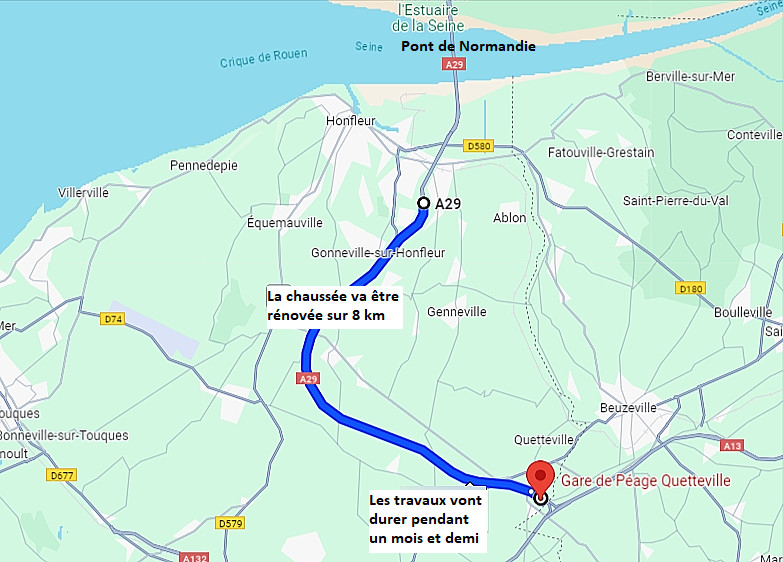 Rénovation de l'A29 entre Quetteville et La Rivière-St-Sauveur : la circulation modifiée pendant un mois et demi