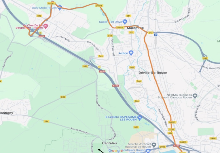 Un itinéraire de déviation par Maromme et Déville-lès-Rouen par la D6015 est mis en place pour les véhicules légers