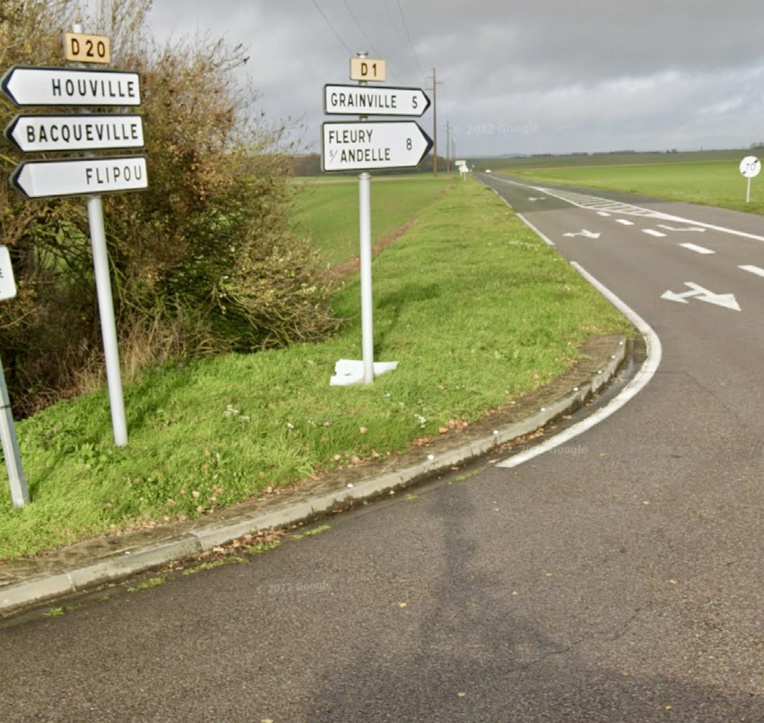 L’accident s’est produit à cette intersection sur l’axe Fleury-sur-Andelle - Les Andelys