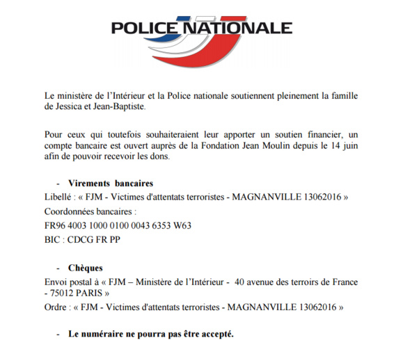 Le document officiel publié par la Police nationale