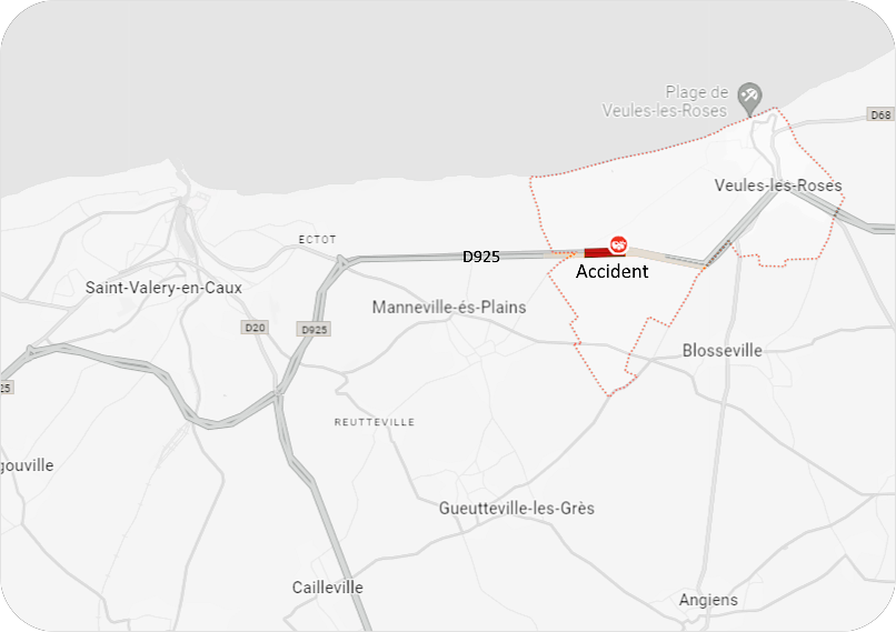 Le drame s'est produit sur la D925, entre Veules-les-Roses et Saint-Valéry-en-Caux, dans des circonstances encore inconnues