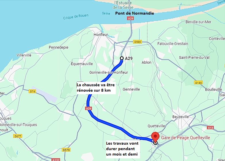 Rénovation de l'A29 entre Quetteville et La Rivière-St-Sauveur : la circulation modifiée pendant un mois et demi