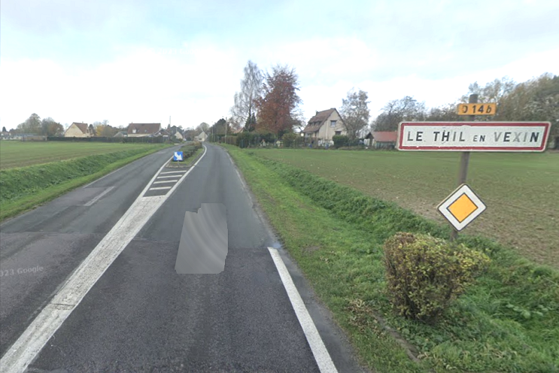 C'est sur cette route, la D14 bis, qui traverse la commune du Thil-en-Vexin qu'à eu lieu l'accident hier en fin de journée - Illustration Google Maps