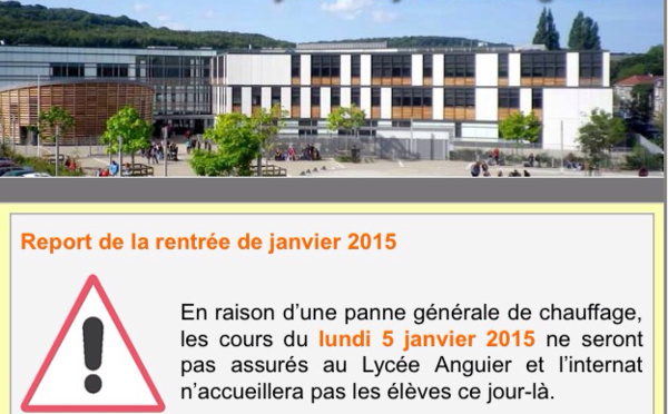 Pas de chauffage, pas de cours ce lundi au lycée Anguier à Eu, en Seine-Maritime