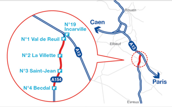 Depuis ce matin, 16 km de l'A154 en travaux entre Val-de-Reuil et Acquigny (Eure)