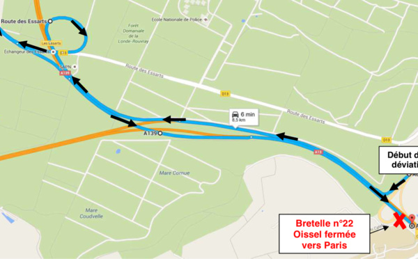 La bretelle de l'A13 à Oissel fermée vers Paris du 4 au 6 novembre