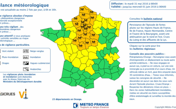 Pluie et inondation : la Seine-Maritime et l'Eure maintenus en vigilance orange